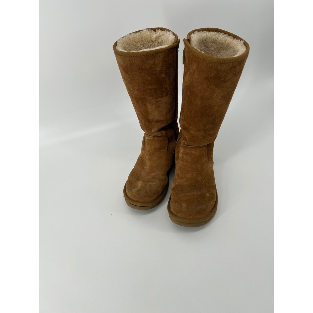 UGG Sundance II Boots Women 10 Chestnut Good Suede Sheepskin Tall Zip 5683